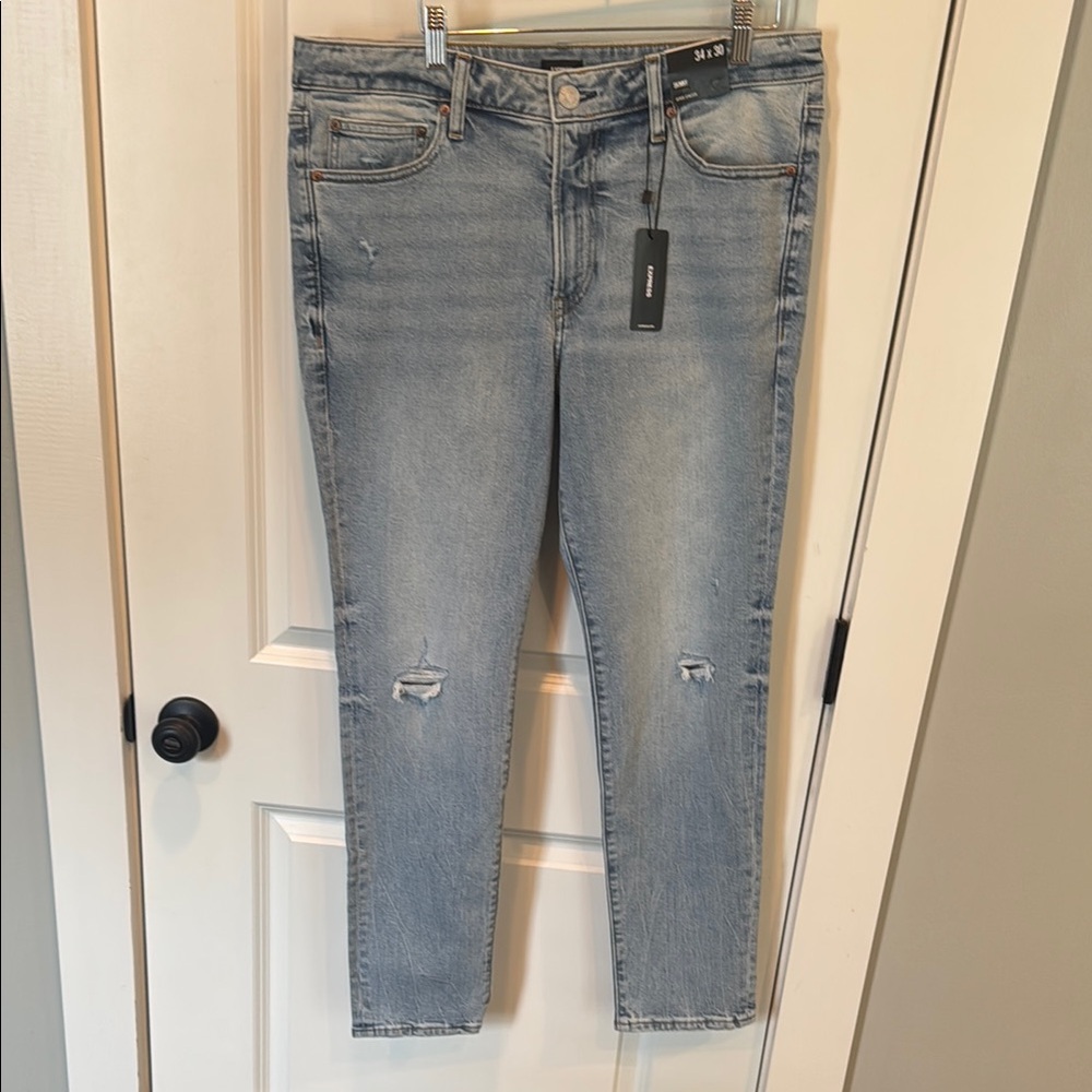 Express Skinny Light Blue Distressed Jeans